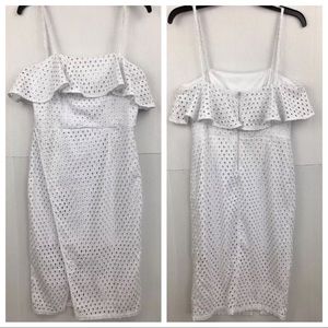 Asos White Spaghetti Strap Knee Length Dress